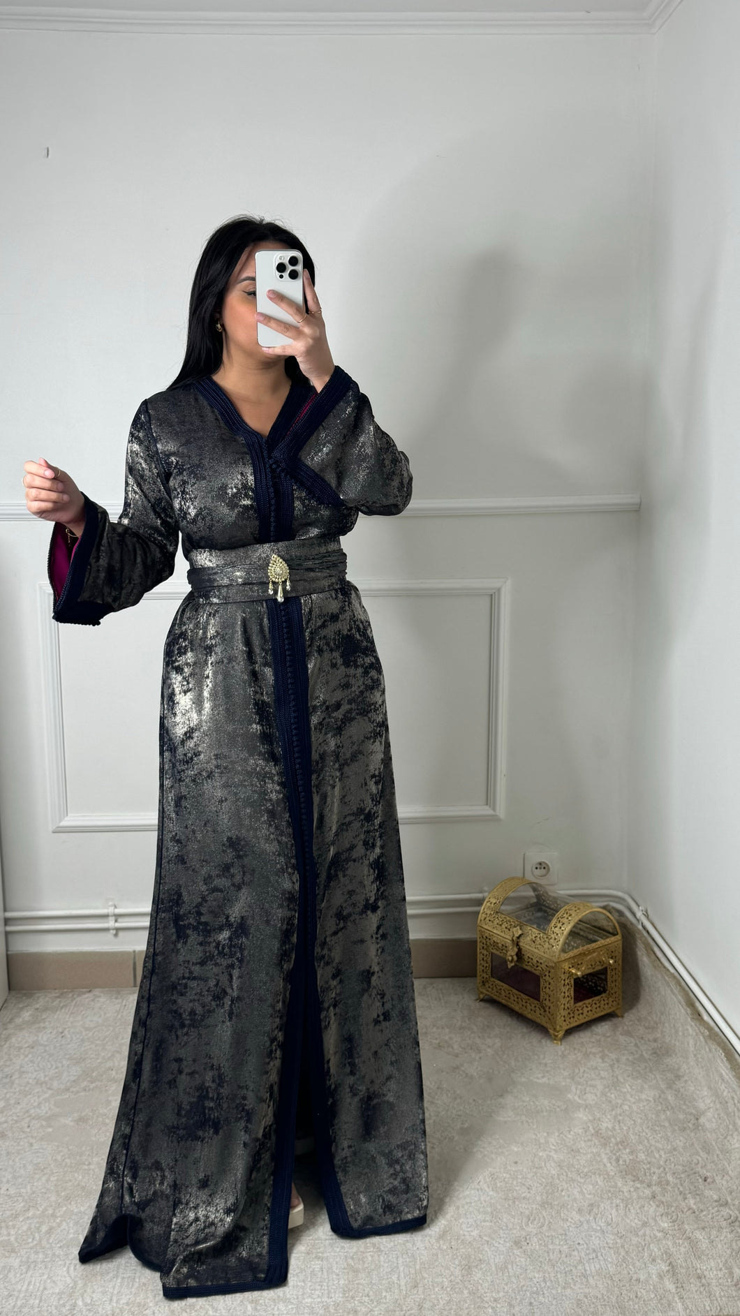 Caftan Siham bleu nuit