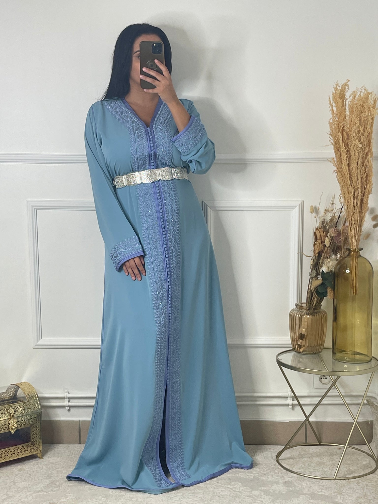 Caftan bleu online clair