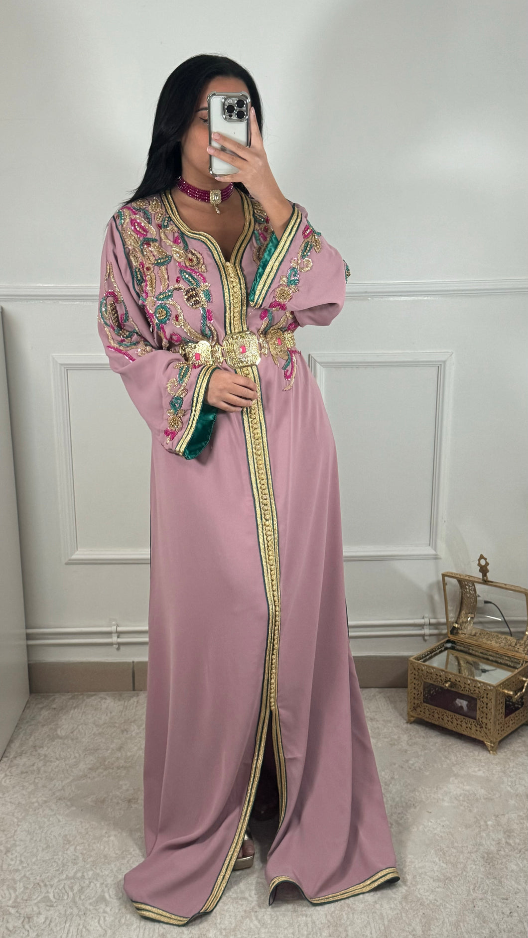 Caftan perlage mauve